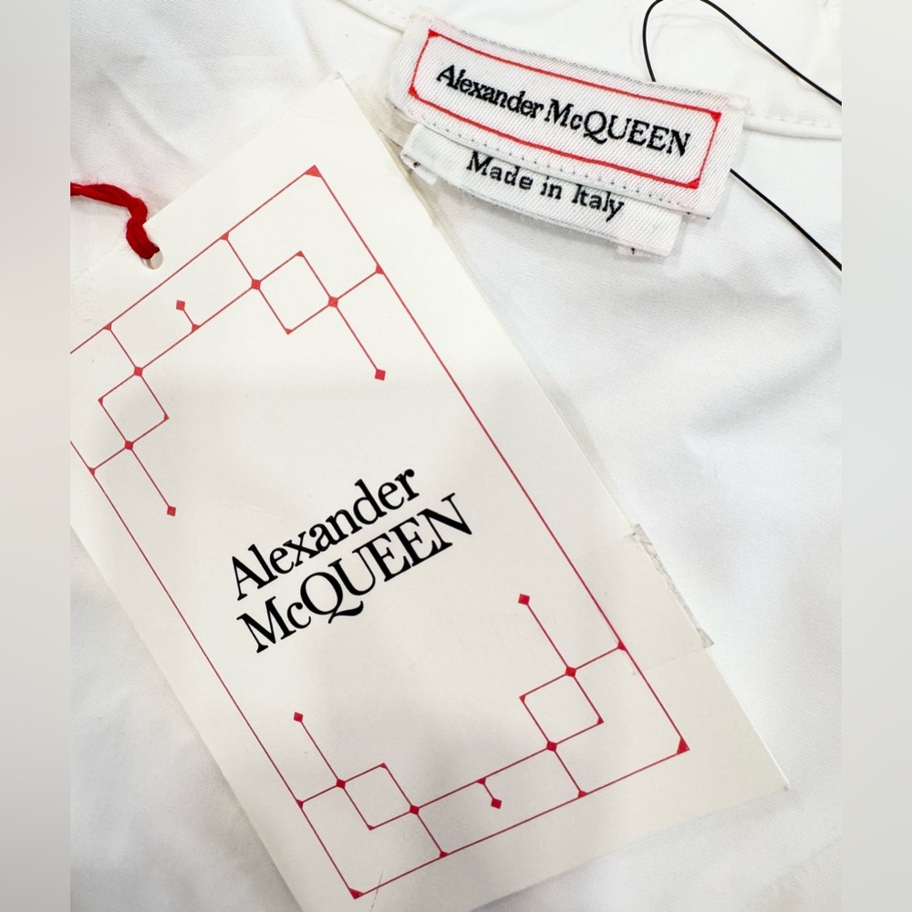 Alexander McQueen Cutout Poplin Midi Dress White XL - Picture 12 of 16